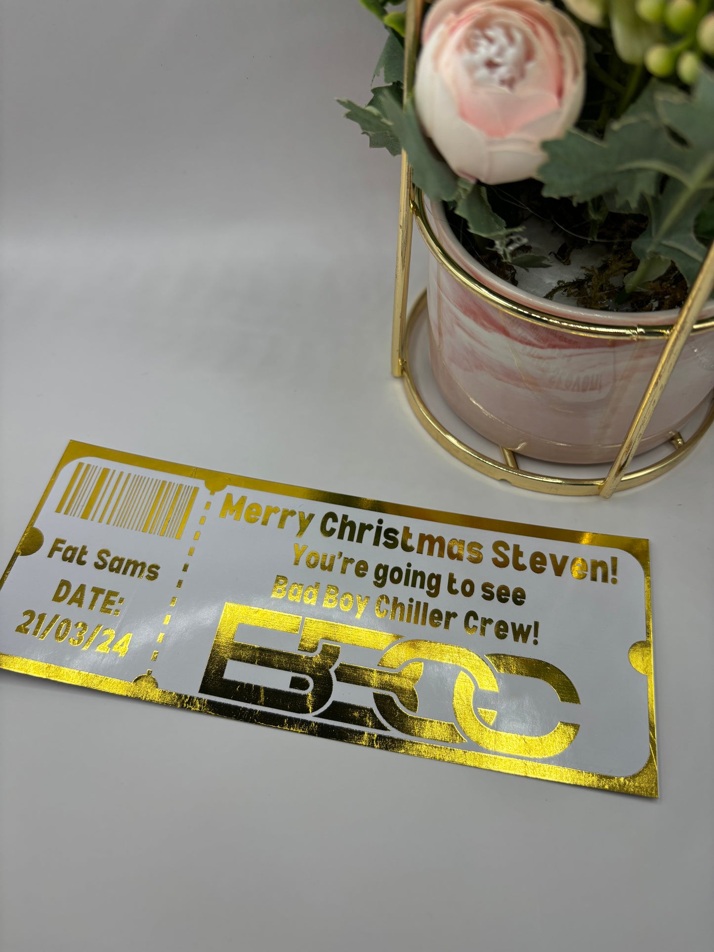 Gift Fake Ticket, Oasis, Taylor Swift, Foiled Voucher, Personalised Ticket, Christmas Voucher, Surprise Holiday, Personalised Gift, Birthday Event, Real Foil