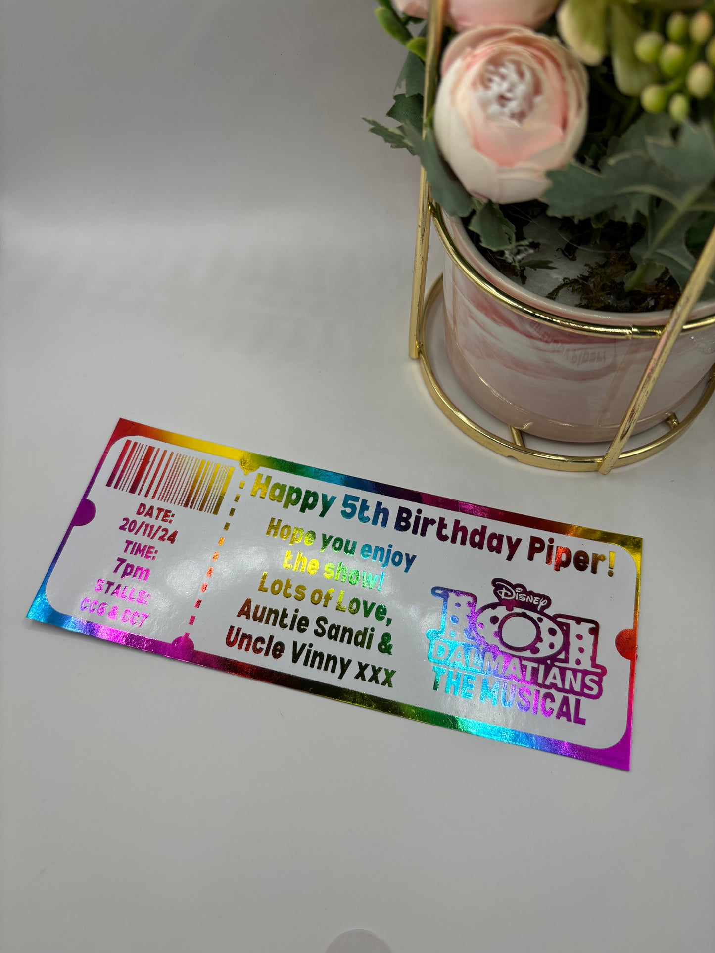 Gift Fake Ticket, Oasis, Taylor Swift, Foiled Voucher, Personalised Ticket, Christmas Voucher, Surprise Holiday, Personalised Gift, Birthday Event, Real Foil