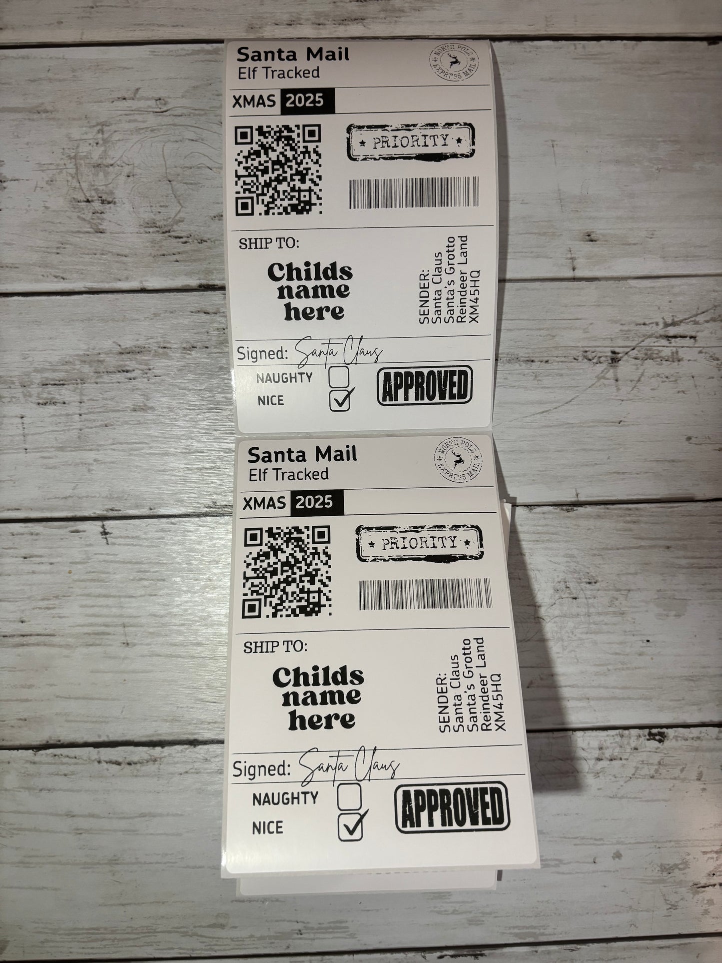 Personalised Santa’s Mail Shipping Label Gift Tag for Christmas Gifts