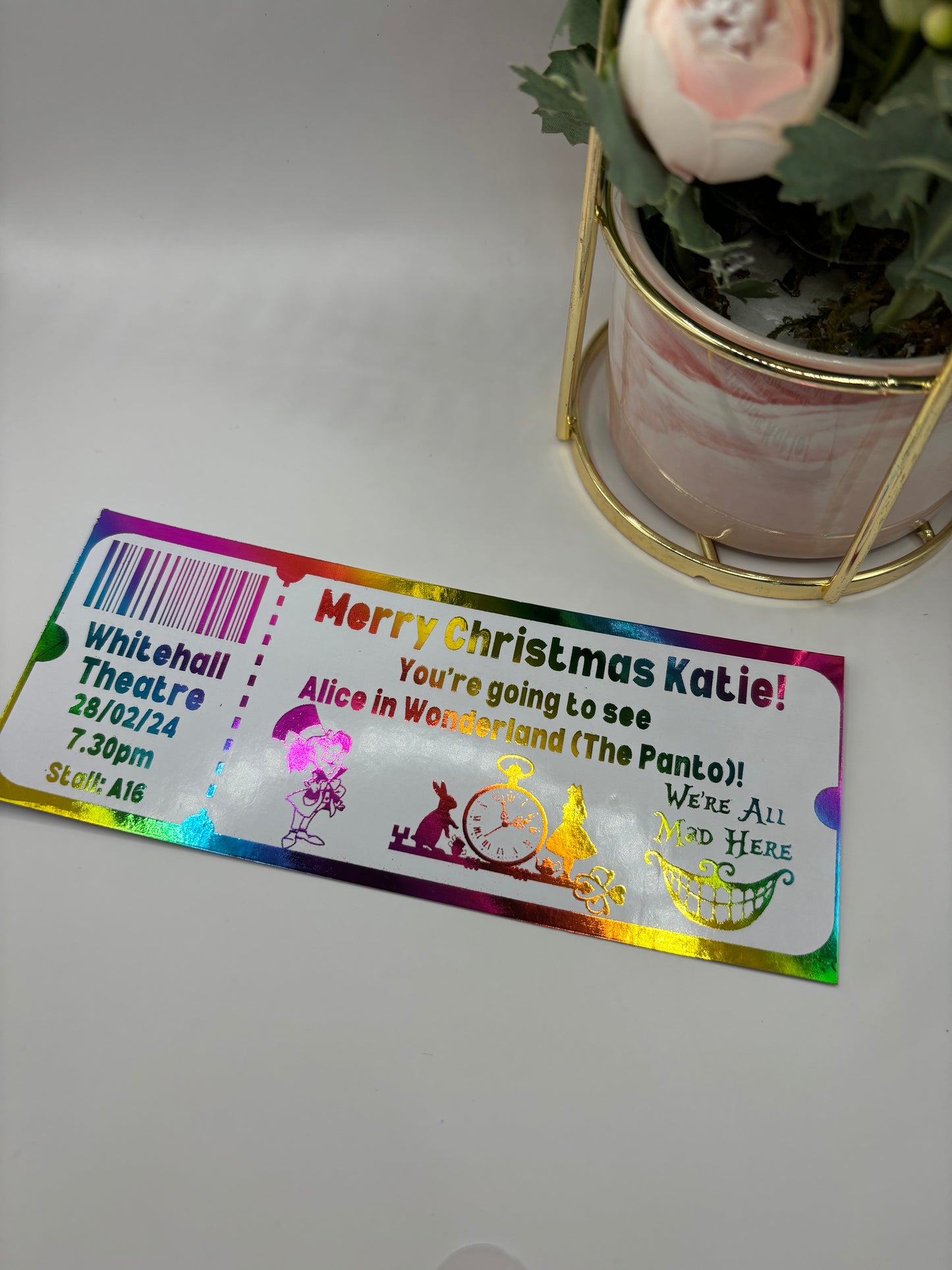 Gift Fake Ticket, Oasis, Taylor Swift, Foiled Voucher, Personalised Ticket, Christmas Voucher, Surprise Holiday, Personalised Gift, Birthday Event, Real Foil