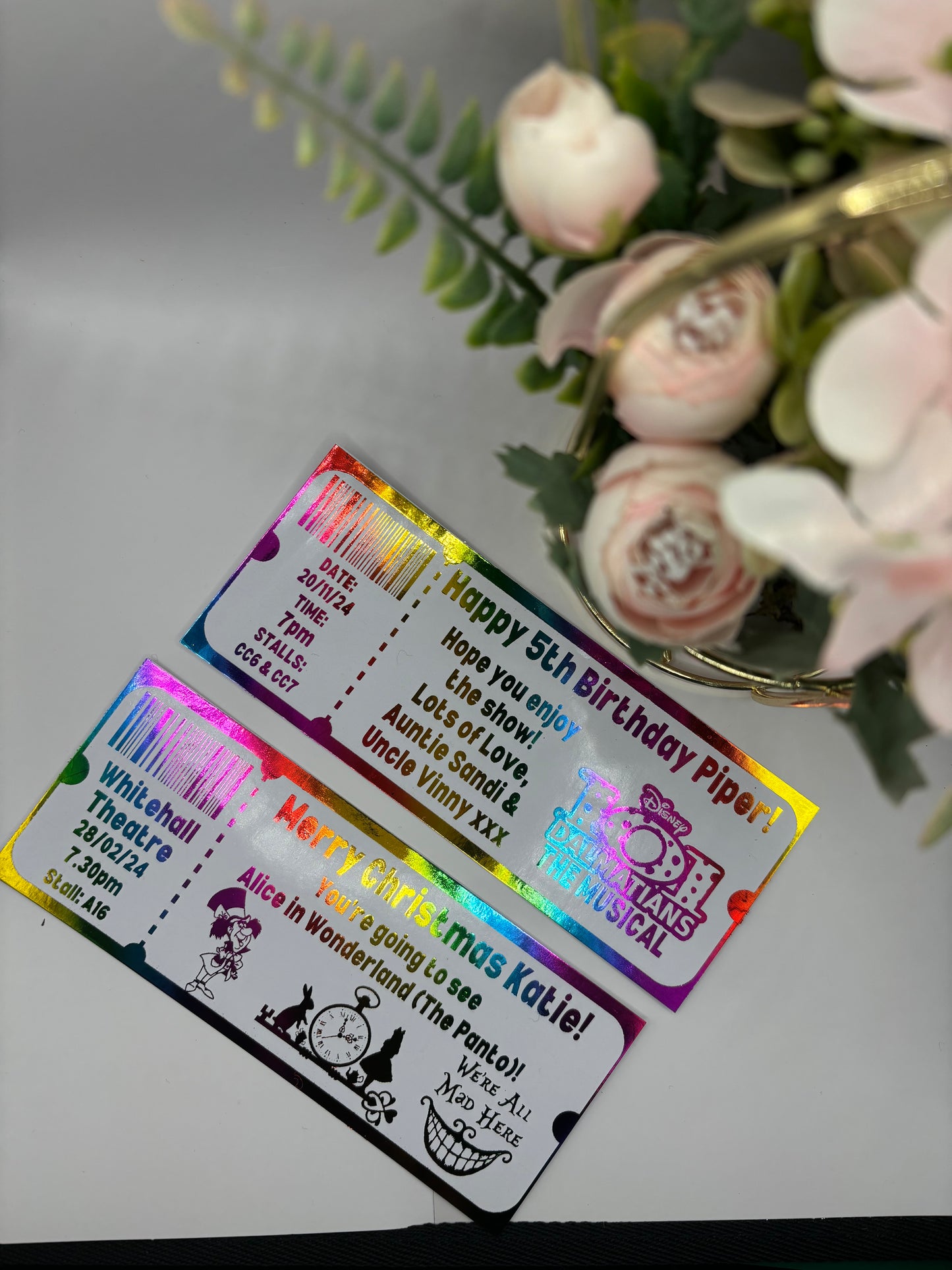 Gift Fake Ticket, Oasis, Taylor Swift, Foiled Voucher, Personalised Ticket, Christmas Voucher, Surprise Holiday, Personalised Gift, Birthday Event, Real Foil