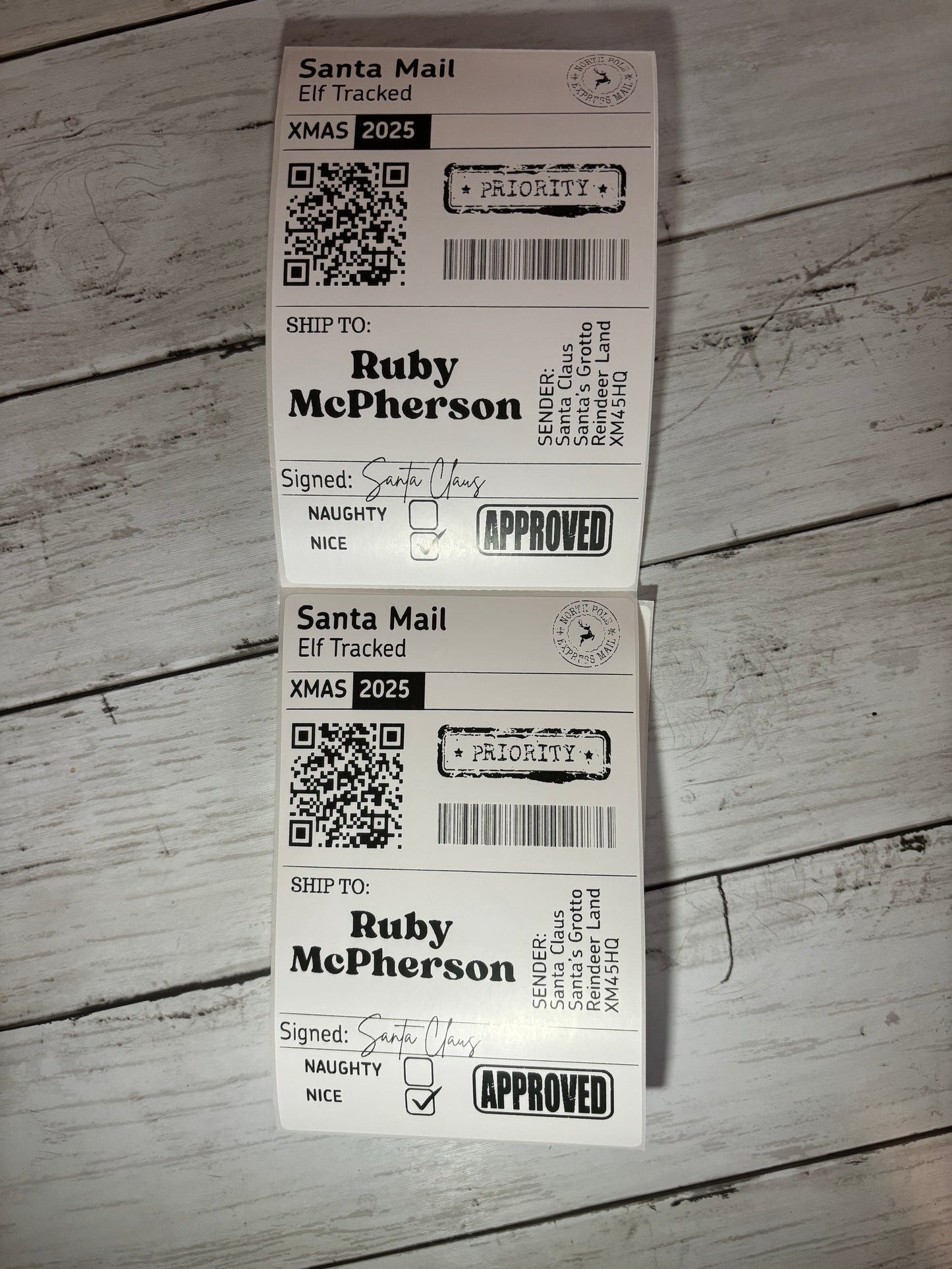 Personalised Santa’s Mail Shipping Label Gift Tag for Christmas Gifts