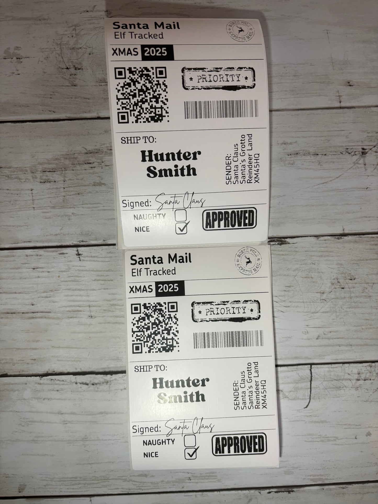 Personalised Santa’s Mail Shipping Label Gift Tag for Christmas Gifts