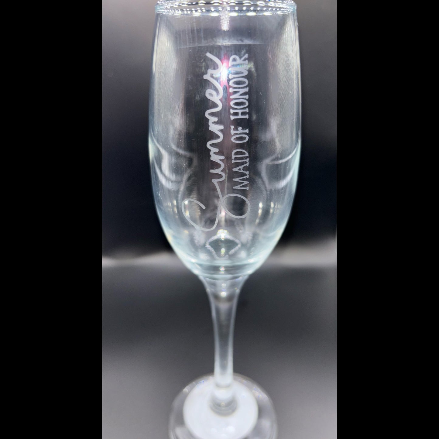 Personalised frosted glass bridal party champagne flute glass keepsake