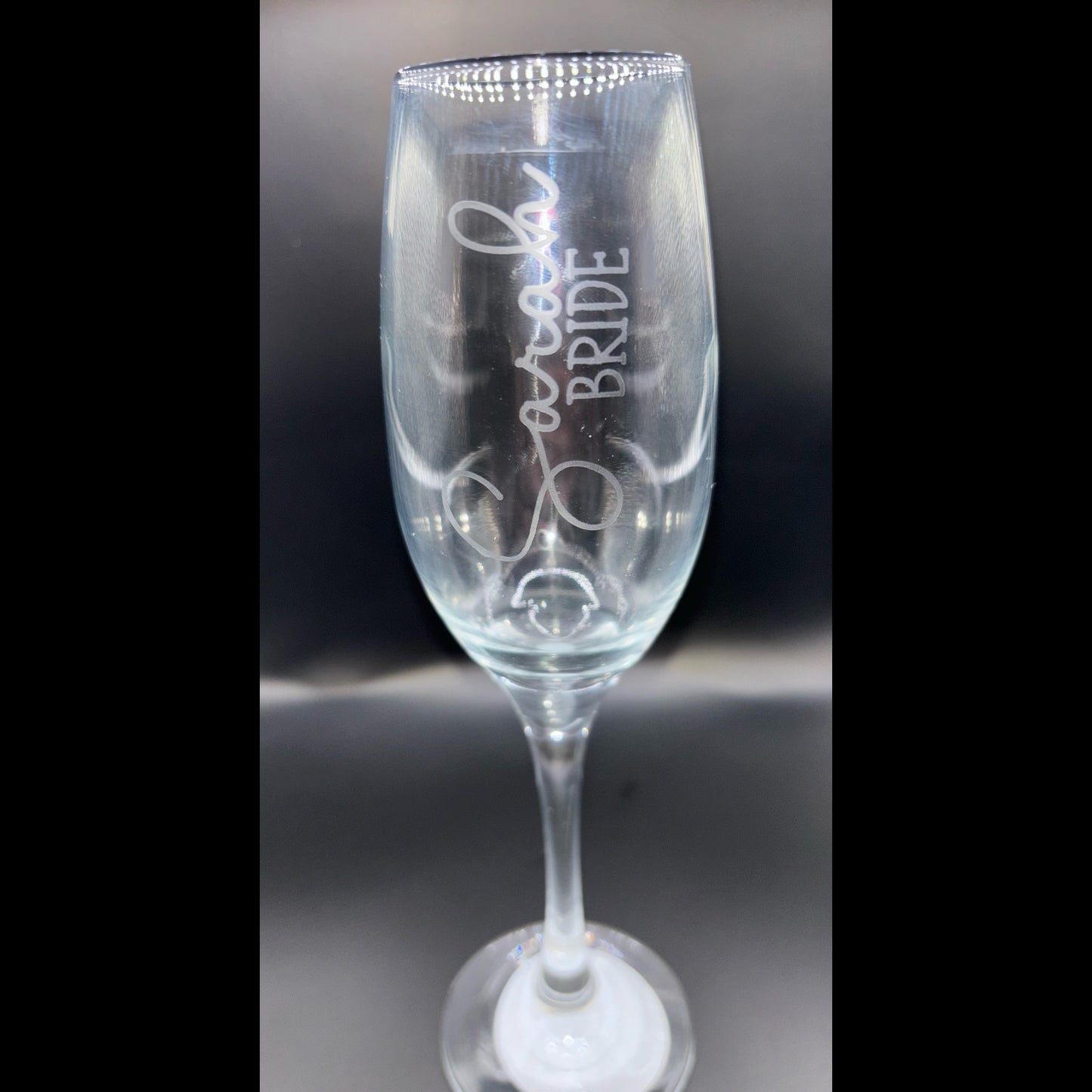 Personalised frosted glass bridal party champagne flute glass keepsake