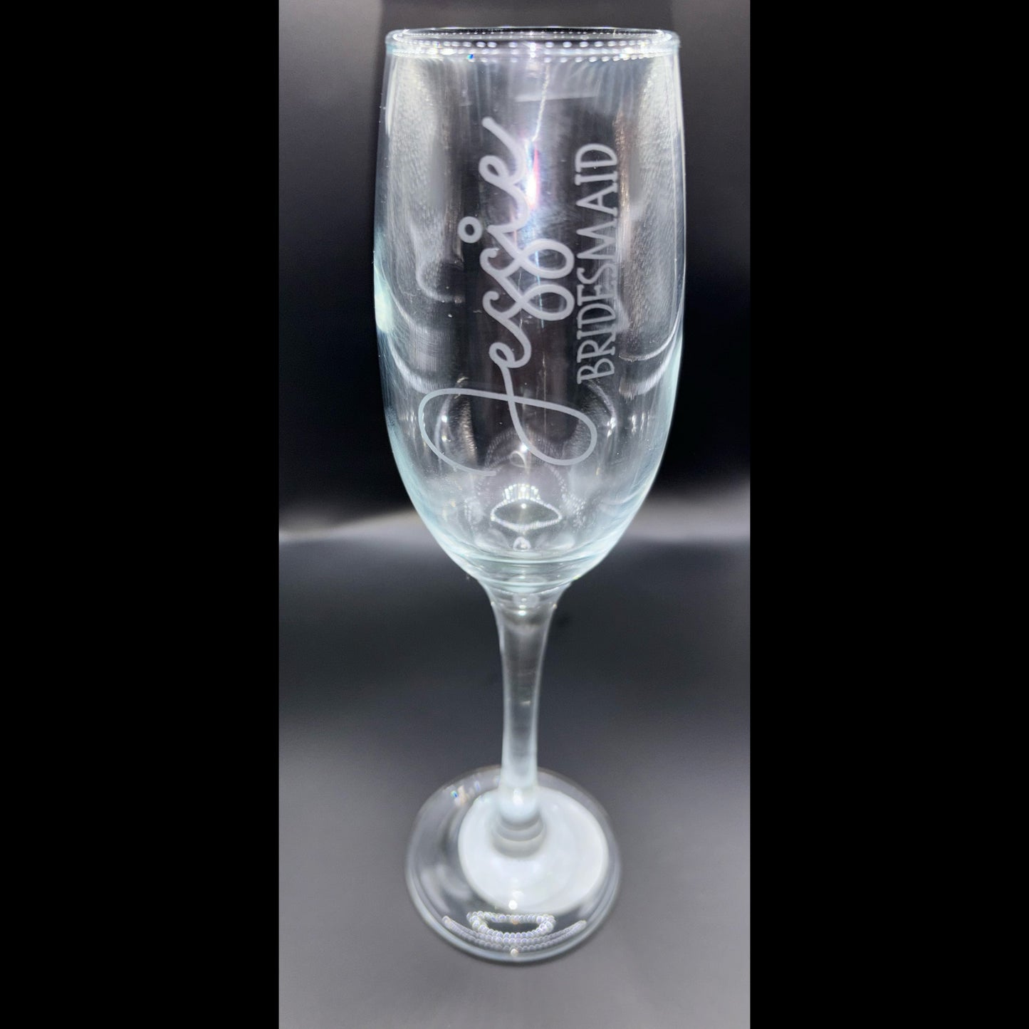 Personalised frosted glass bridal party champagne flute glass keepsake