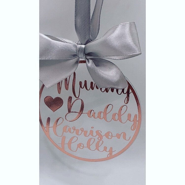 Personalised Family Christmas Bauble | Christmas Decor | Any Colours | Family | Mum Dad Child Pet