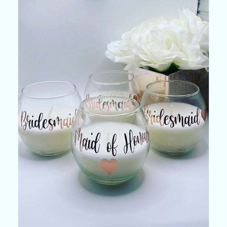 Personalised Candles, Bridesmaid Gifts, Memorable Candles, Wedding, Gift, Home Decor, Candle, Personalised Memorabilia, Glass Candle