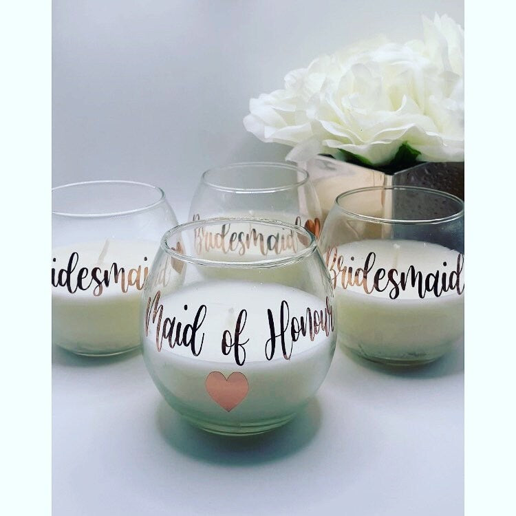 Personalised Candles, Bridesmaid Gifts, Memorable Candles, Wedding, Gift, Home Decor, Candle, Personalised Memorabilia, Glass Candle