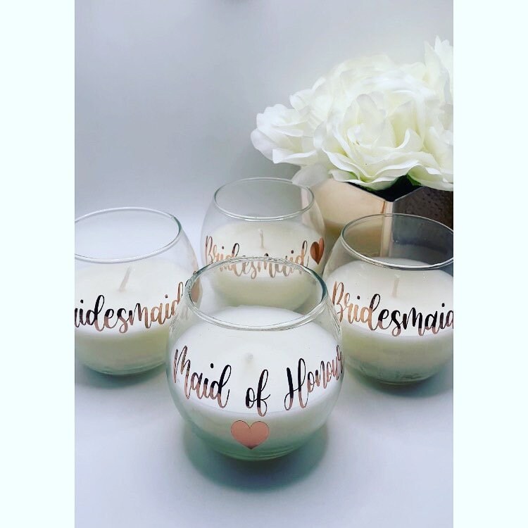 Personalised Candles, Bridesmaid Gifts, Memorable Candles, Wedding, Gift, Home Decor, Candle, Personalised Memorabilia, Glass Candle