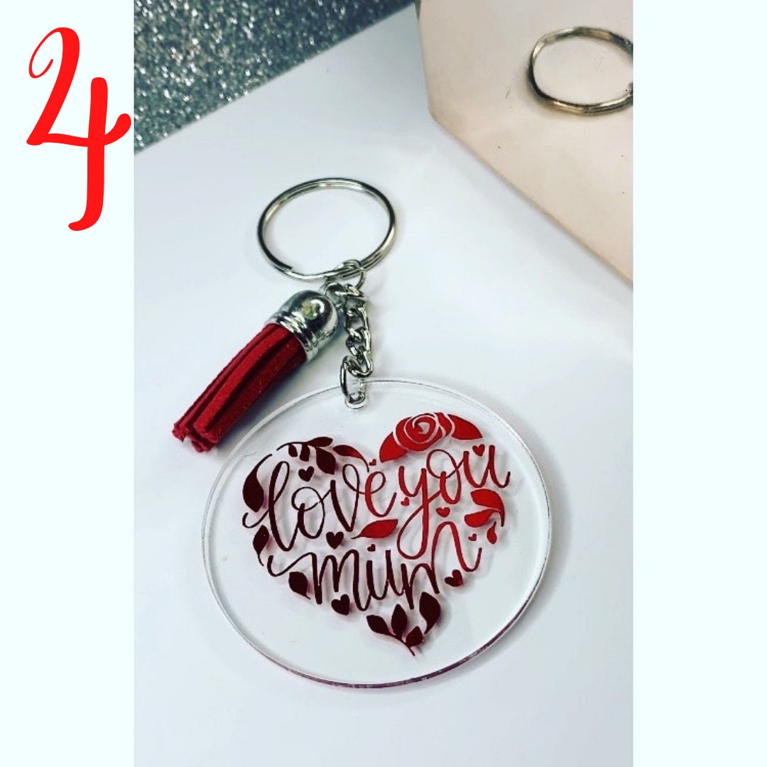 Personalised Mum Keychain, Gift, Present, Mothers Day, Love Keyring, Mothers Day Gift, Custom Keychains, Tassel Keyring