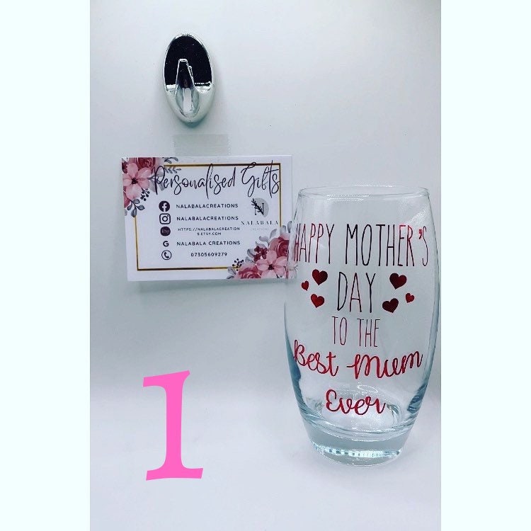 Mother’s Day glass Personalisable with name, drinking glass, Mother’s Day gift, present for mum, happy Mother’s Day best mum present