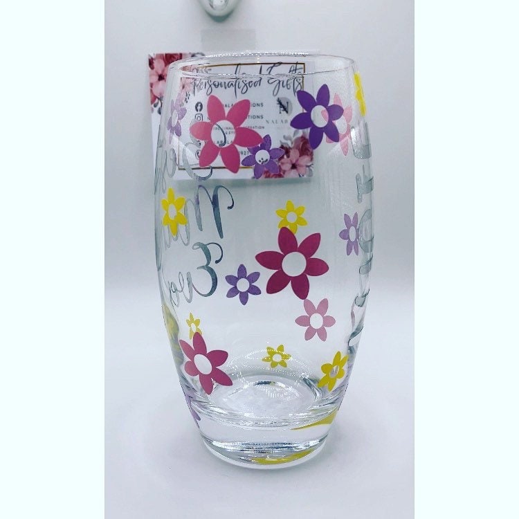 Mother’s Day glass Personalisable with name, drinking glass, Mother’s Day gift, present for mum, happy Mother’s Day best mum present