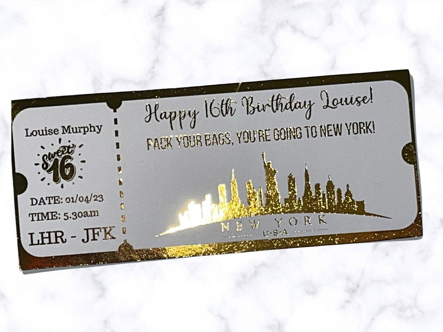 Gift Fake Ticket, Oasis, Taylor Swift, Foiled Voucher, Personalised Ticket, Christmas Voucher, Surprise Holiday, Personalised Gift, Birthday Event, Real Foil