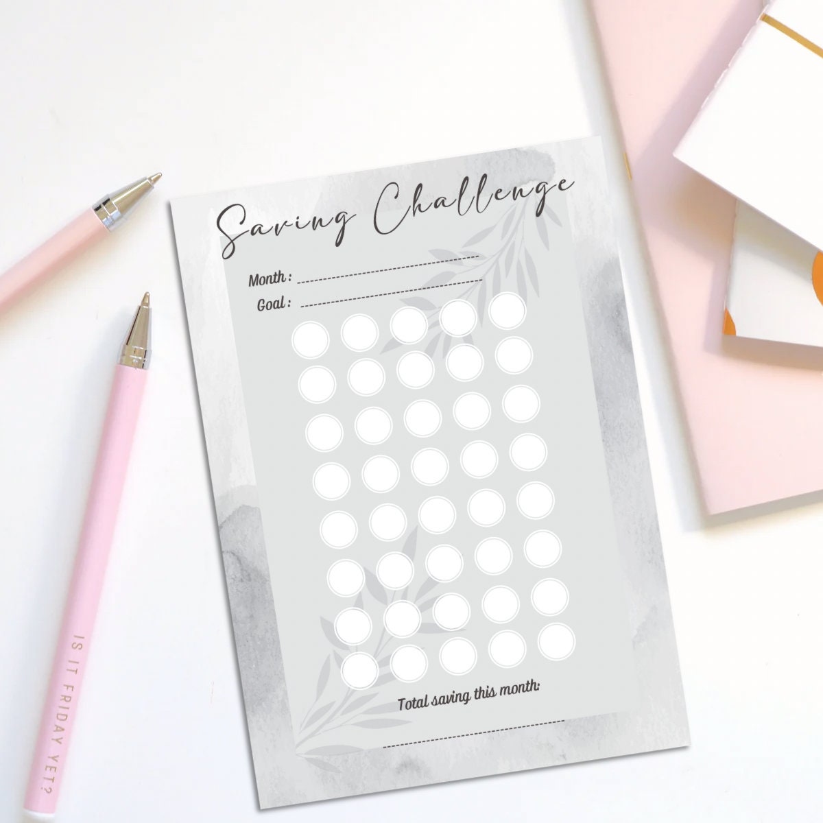 Digital printable money challenge saving tracker, cash stuffing, budget binder tracker, money saving tracker reusable money saving challenge