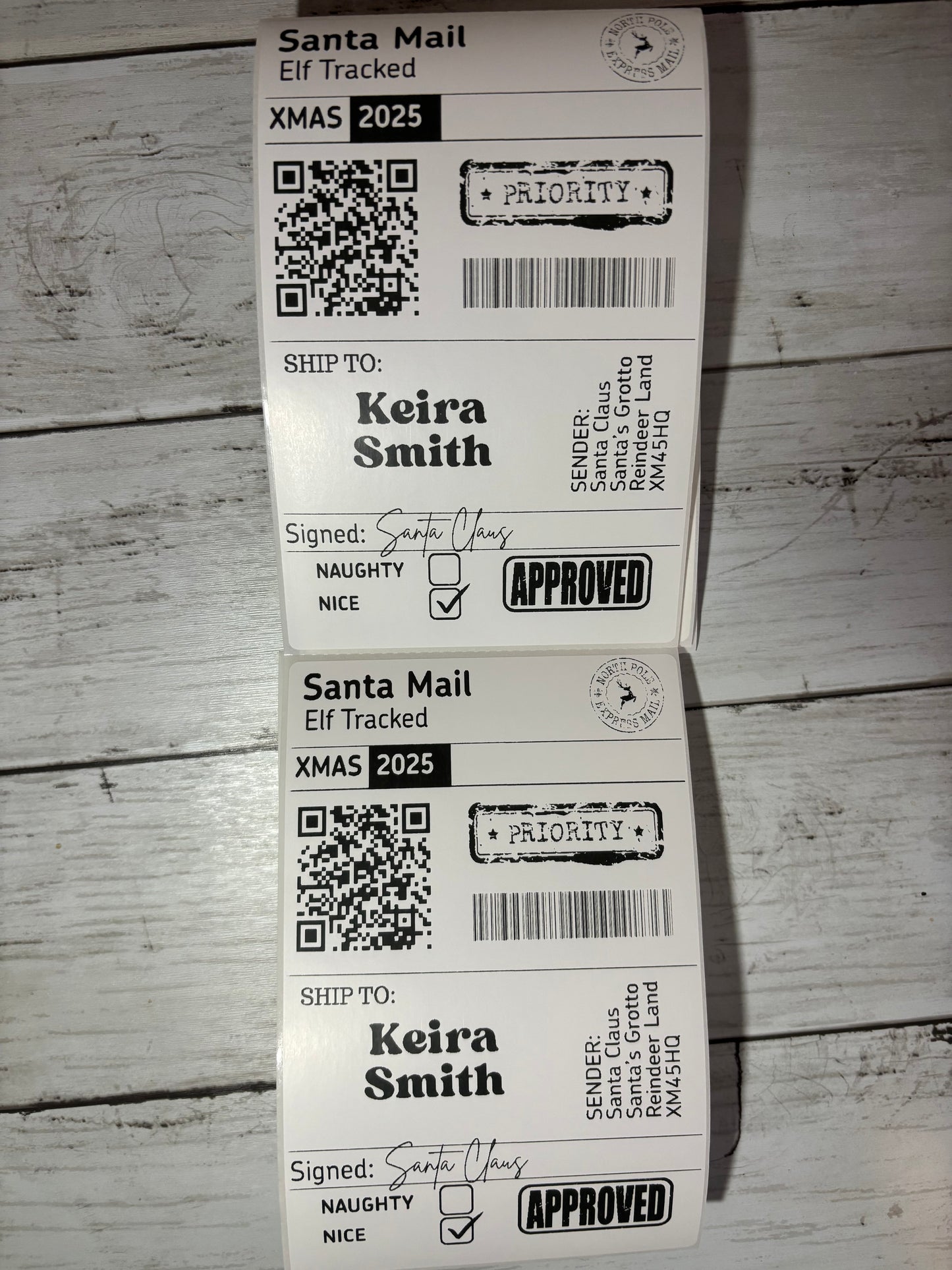 Personalised Santa’s Mail Shipping Label Gift Tag for Christmas Gifts