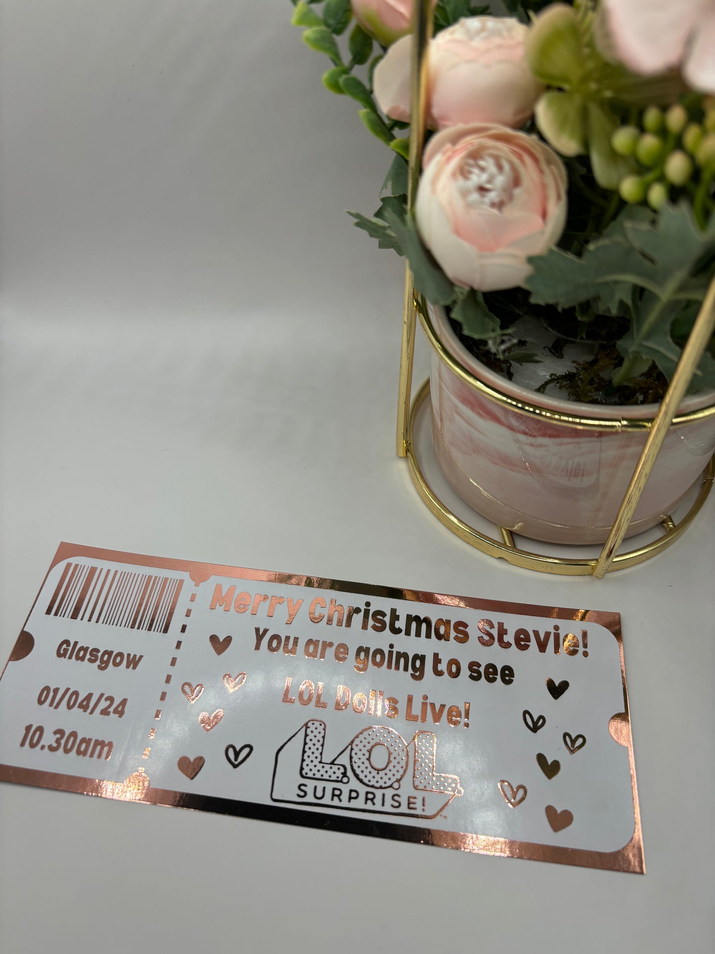 Gift Fake Ticket, Oasis, Taylor Swift, Foiled Voucher, Personalised Ticket, Christmas Voucher, Surprise Holiday, Personalised Gift, Birthday Event, Real Foil