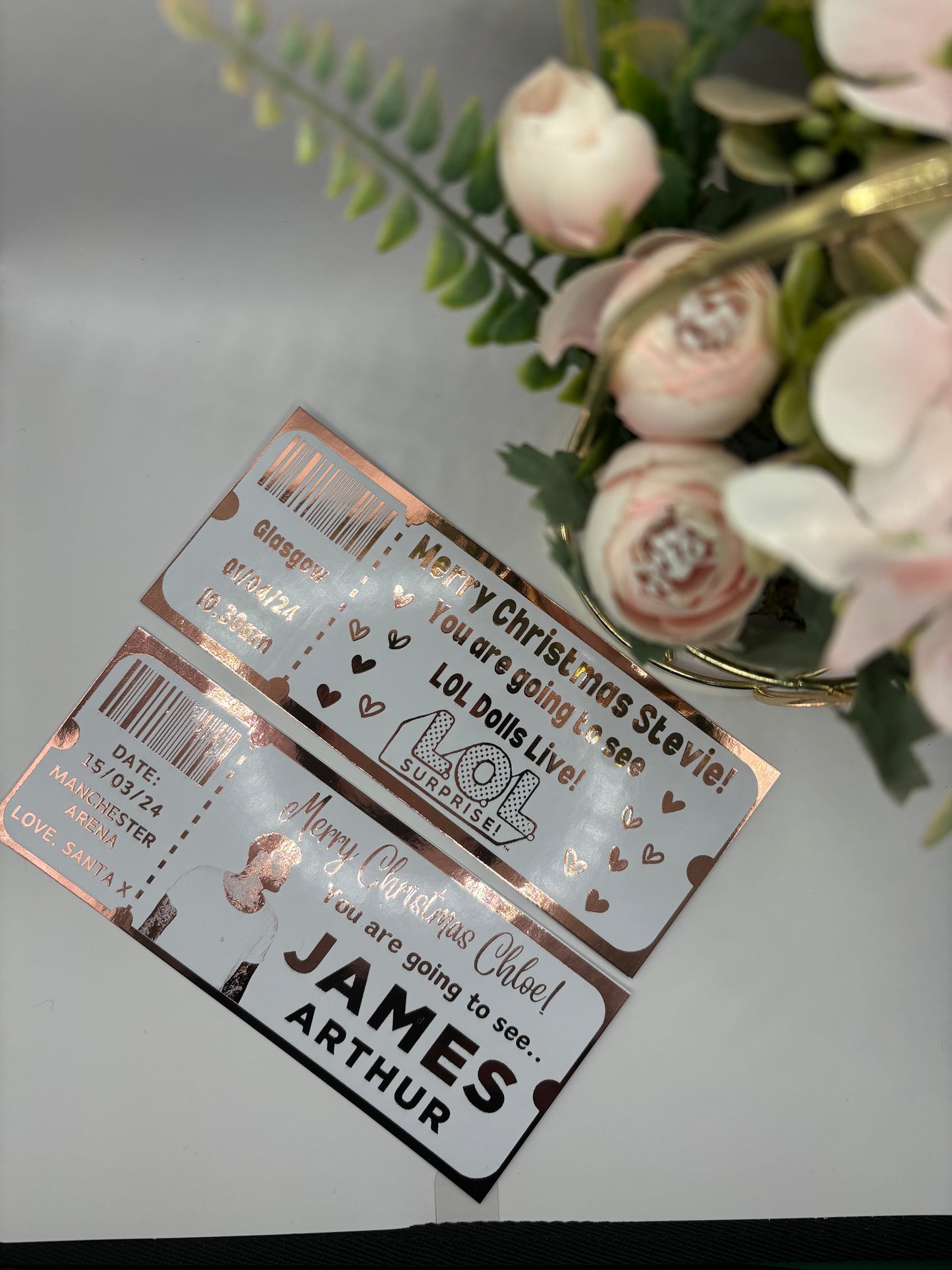 Gift Fake Ticket, Oasis, Taylor Swift, Foiled Voucher, Personalised Ticket, Christmas Voucher, Surprise Holiday, Personalised Gift, Birthday Event, Real Foil