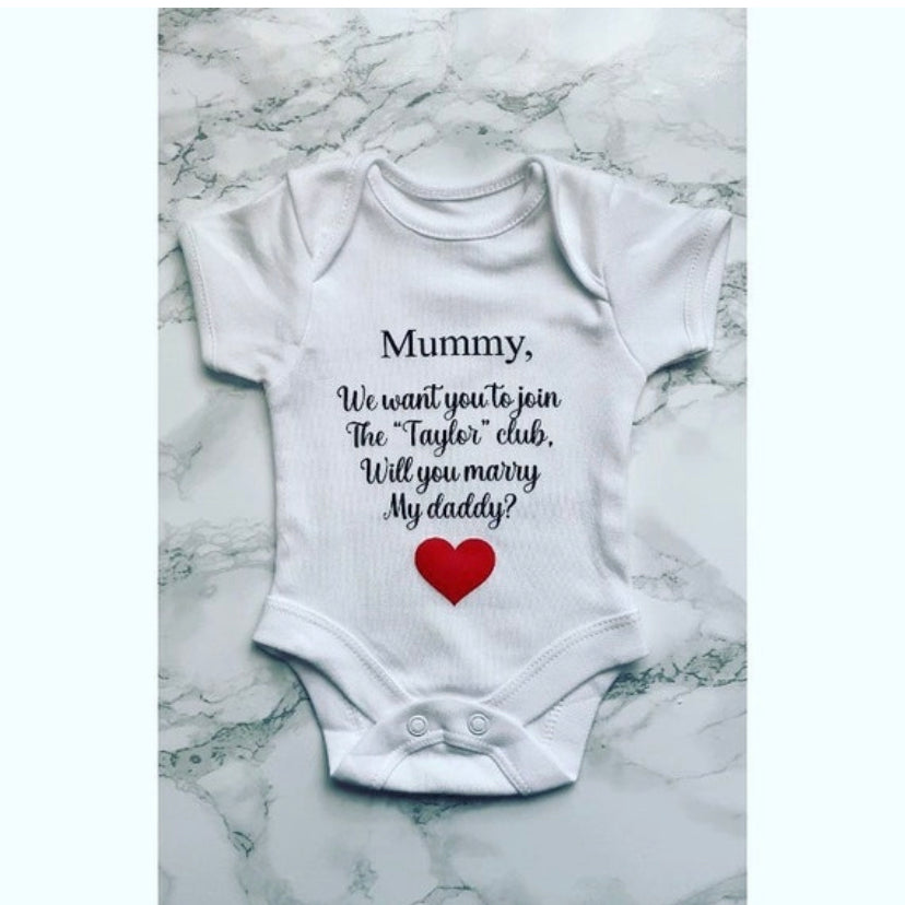 Proposal baby vests bundle: “Will you Marry my Mummy/ Daddy?” And “my mummy and daddy are engaged” babygrow
