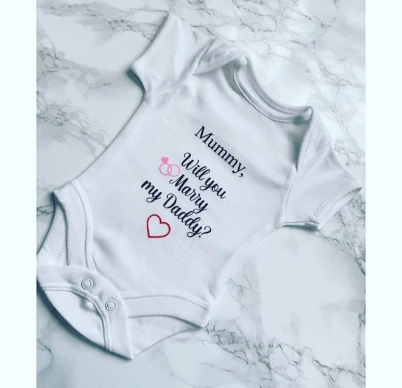 Proposal baby vests bundle: “Will you Marry my Mummy/ Daddy?” And “my mummy and daddy are engaged” babygrow