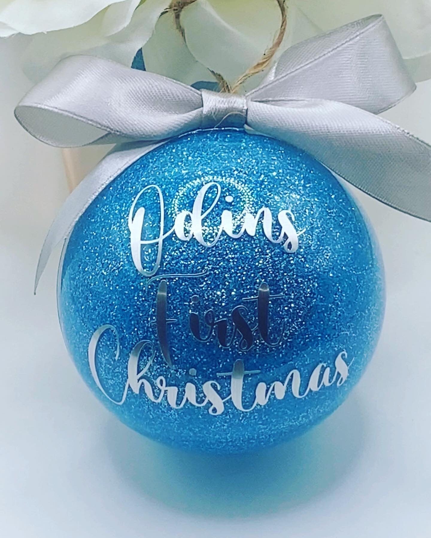 Personalised Glitter Christmas Bauble, Custom, Baby First Christmas, Christmas Decor, Mr and Mrs, Wedding, Gift, Tree Decor, Christmas Gift