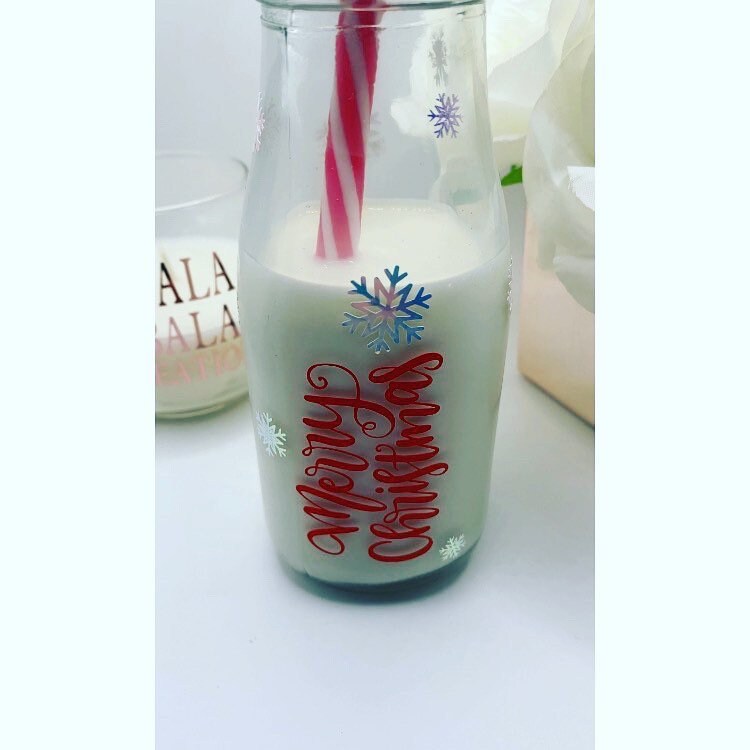 Christmas Gift | Christmas Decoration | Personalised Santas Glass Milk Bottle | Childrens Christmas | Christmas Magic | Kids Xmas Gifts