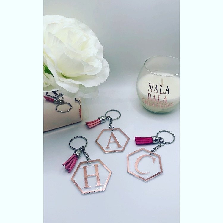 Personalised name monogram keyring,cheap gifts, emergency gifts,personalised initial keyring, secret Santa gift, stocking filler, for her