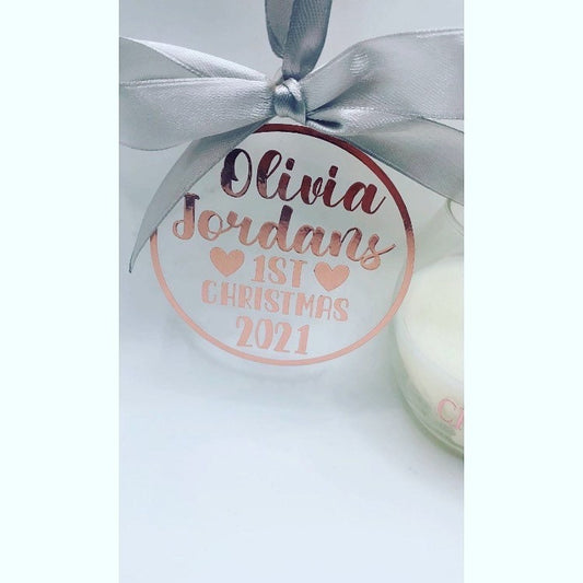 Personalised First Christmas Bauble | Christmas Gift |Decor | All Colours | Family | Mum Dad Child Ornament | Keepsake | Christmas tree