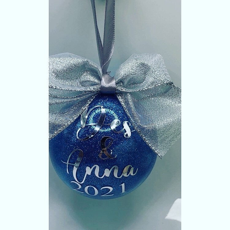 Personalised Glitter Christmas Bauble, Custom, Baby First Christmas, Christmas Decor, Mr and Mrs, Wedding, Gift, Tree Decor, Christmas Gift