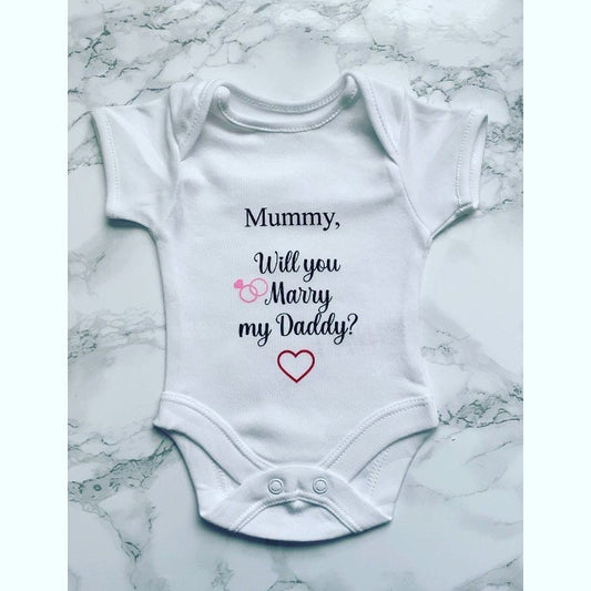 Will you marry my daddy/mummy babygrow, Proposal Ideas for her or him, Proposal Baby Vest, Fiancé Wedding Proposal, Marriage Proposal