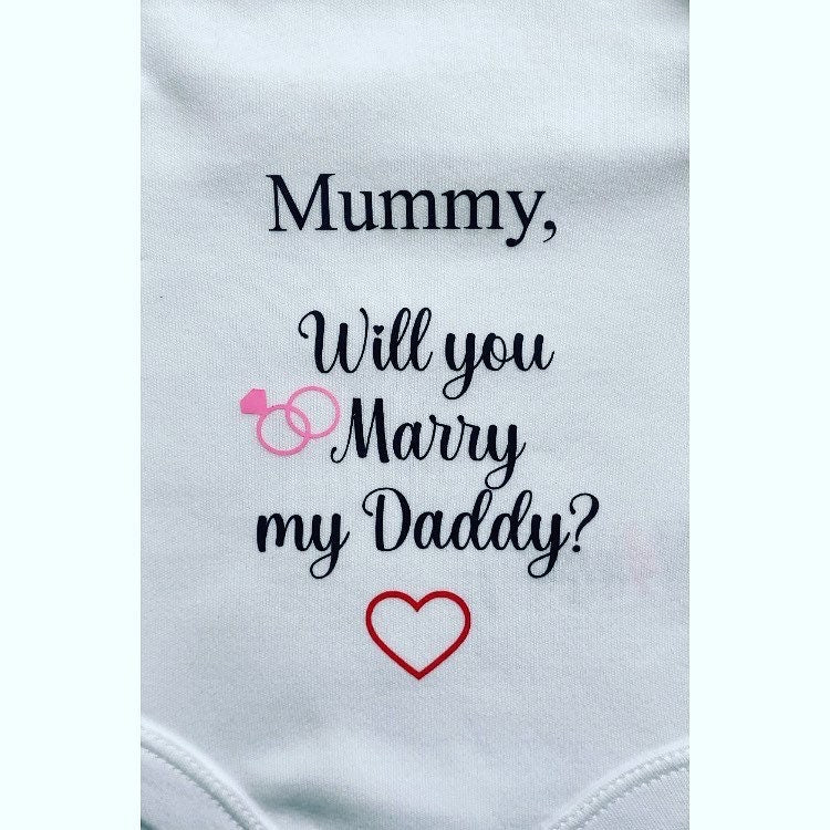 Will you marry my daddy/mummy babygrow, Proposal Ideas for her or him, Proposal Baby Vest, Fiancé Wedding Proposal, Marriage Proposal