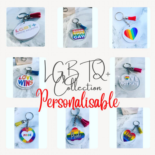 LGBTQ+ Personalised Rainbow Keychain Gift Pride Awareness, LGBTQ gifts for Valentines Day Birthdays, Proud, gift For Him Her They Them