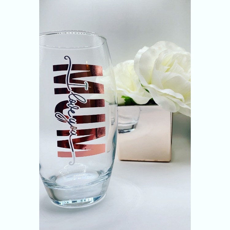 Mother’s Day glass Personalisable with name, drinking glass, Mother’s Day gift, present for mum, happy Mother’s Day best mum present