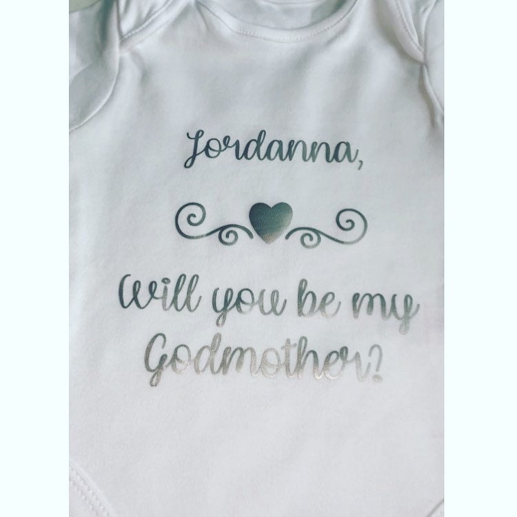 Will you be my godmother/godfather babygrow, godmother godfather ideas, her or him, christening baptism godmother/father Baby Vest bodysuit