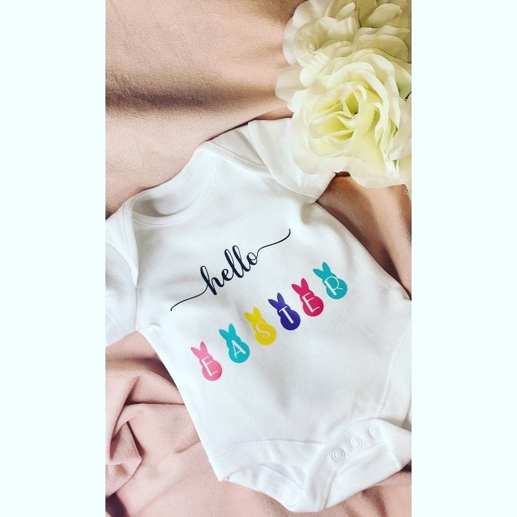 Happy Easter babygrow, Easter Ideas for her or him, Easter Baby Vest, Easter Day Baby Outfit, Baby Gift, Baby Shower, Baptism, Gift for Baby