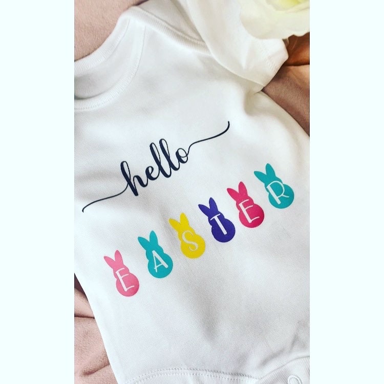 Happy Easter babygrow, Easter Ideas for her or him, Easter Baby Vest, Easter Day Baby Outfit, Baby Gift, Baby Shower, Baptism, Gift for Baby