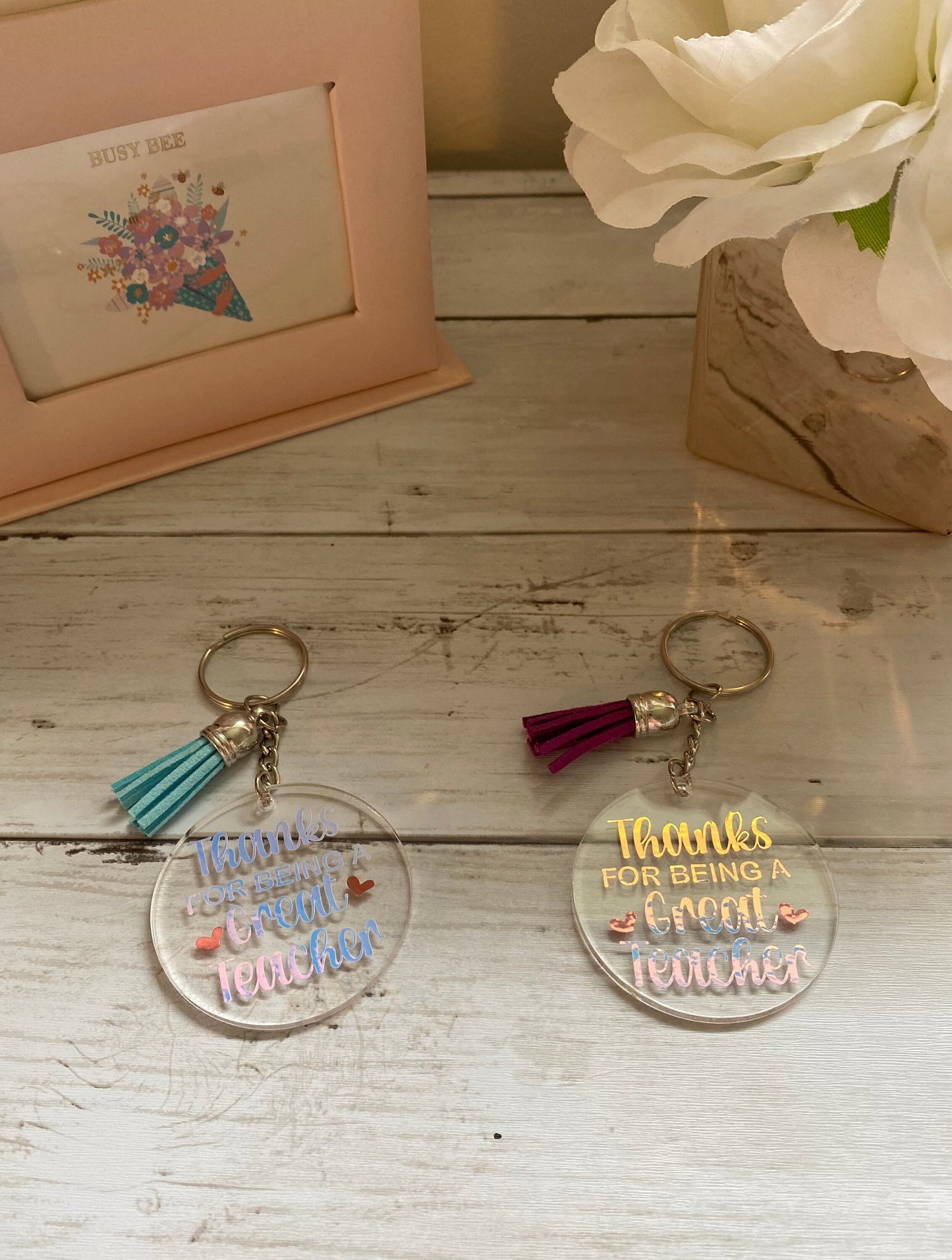 Thank you teacher gift, teacher keyring, thank you keyring, appreciation gift for teachers, teacher appreciation, keyring with tassel