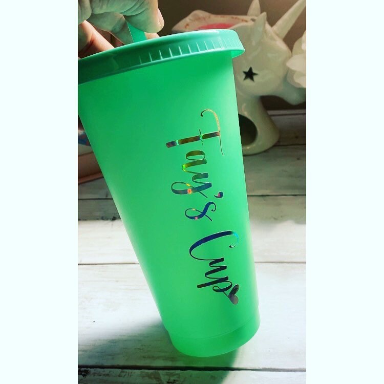 Personalised Colour Changing Cold Cup with Name, Birthday Gift, Cold Cup with Lid and Straw, Custom Gift, Personalised Cold Cup with Name