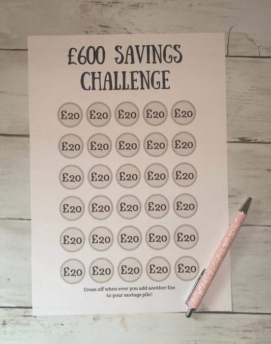 Printable digital savings challenge, save money challenge, big saving helper, organise your money, money management, savings for holidays