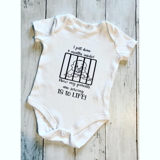 Funny Baby Vest, Joke Baby Vest, Baby Shower Gift, Done 9 months inside, Baby Gift Joke, Funny, Baby Clothes, Christmas baby funny gift