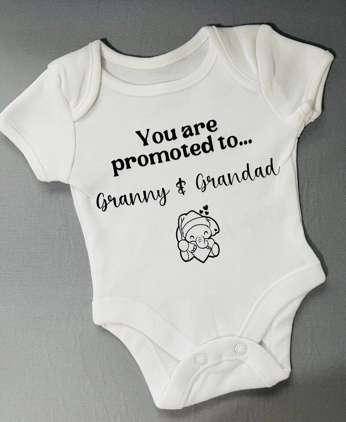 Promoted to Granny Grandad baby vest Pregnancy announcement baby grow, Promoted to Nana Nanny, Grandparents surprise baby grow vest announce