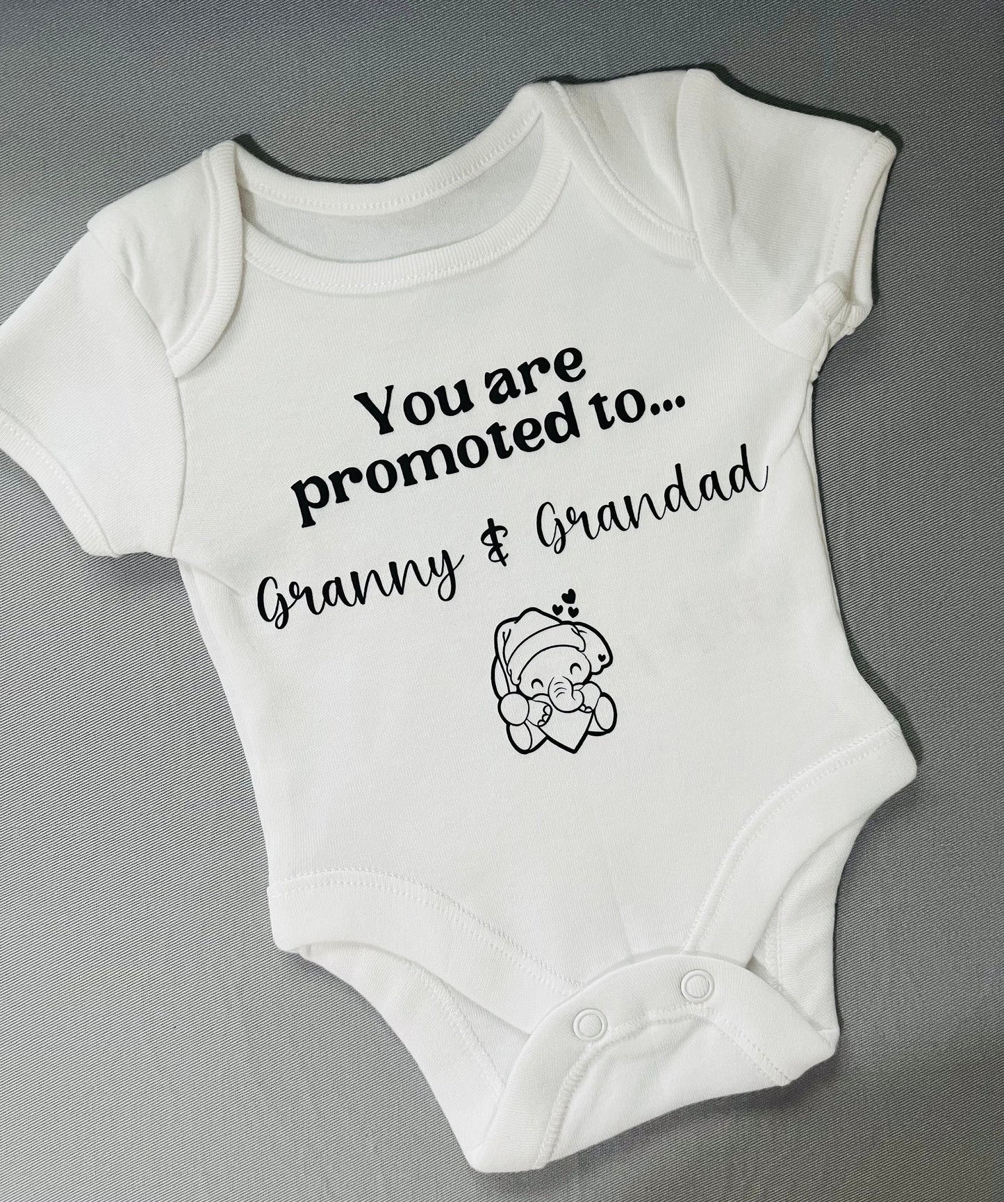 Promoted to Granny Grandad baby vest Pregnancy announcement baby grow, Promoted to Nana Nanny, Grandparents surprise baby grow vest announce